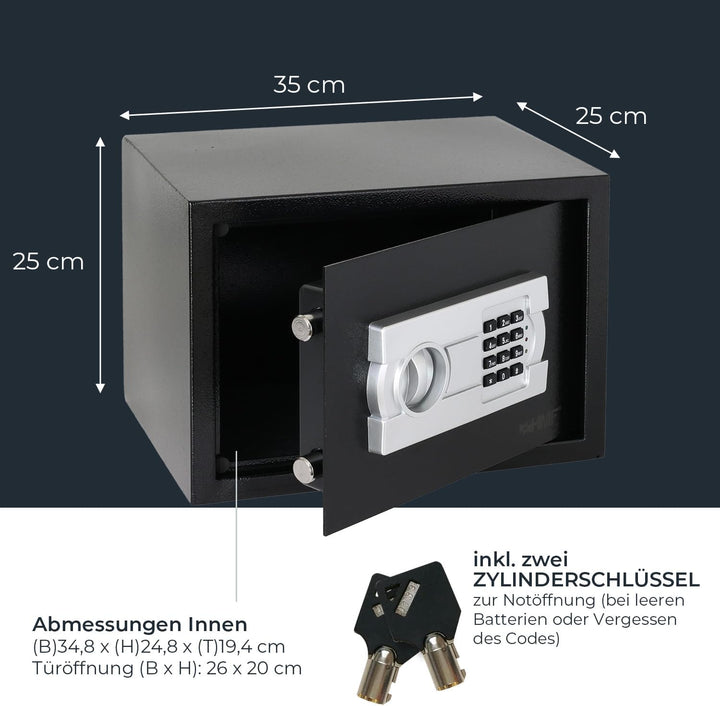 HMF Safe Tresor für Zuhause, Hotel oder Büro, Möbeltresor mit Zahlenschloss für DIN A4 Dokumente | 3