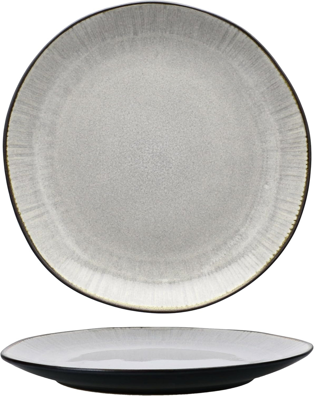 MamboCat 6er Set Reactive Glaze Dark Cement Kuchenteller I handgefertigte Steingut-Frühstücksteller
