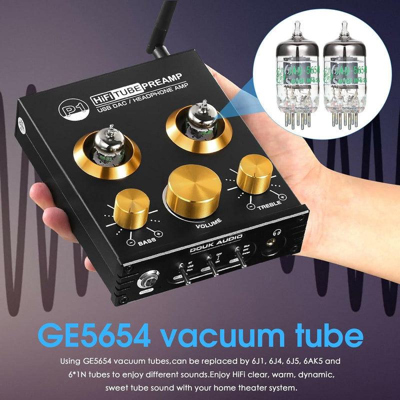 Douk Audio P1 Bluetooth 5.0 HiFi-Verstärker GE5654 Röhrenvorverstärker Valve Tube Preamp Ventil Kopf