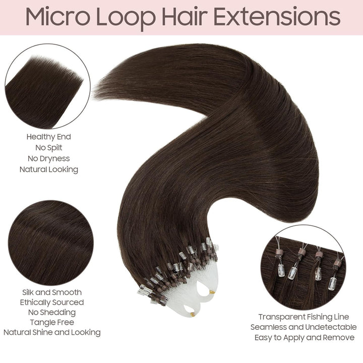 Microring Extensions Echthaar Nanoring Extensions Echthaar 0,5g Weich Natürlich Haarteil Glatt Haarv
