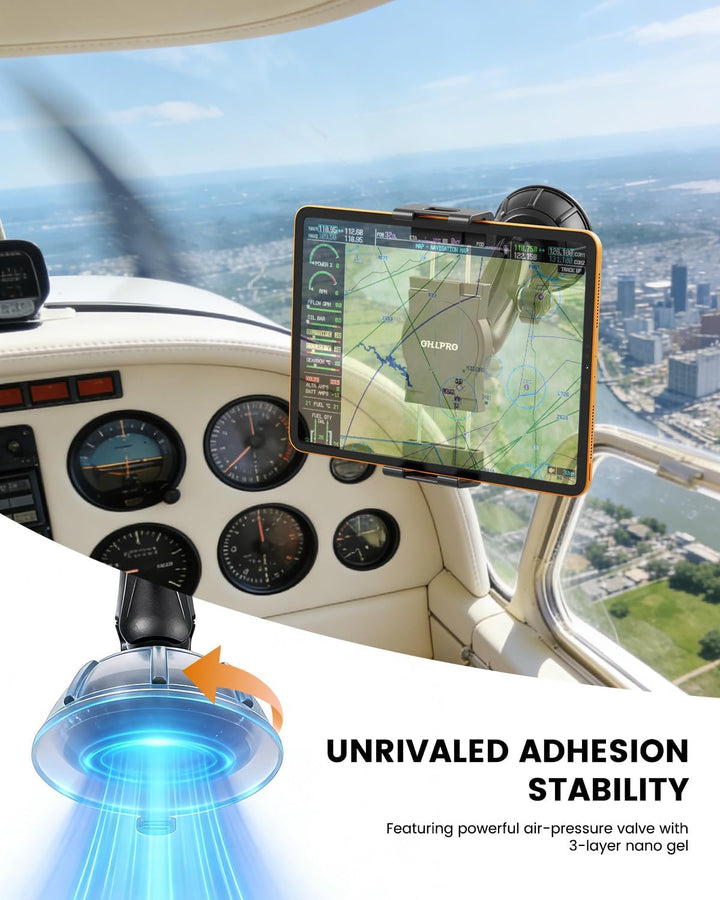 OHLPRO Tablethalterung Flugzeug Cockpit für Piloten - 80mm Starker Saugnapf Aviation Tablet Halter m