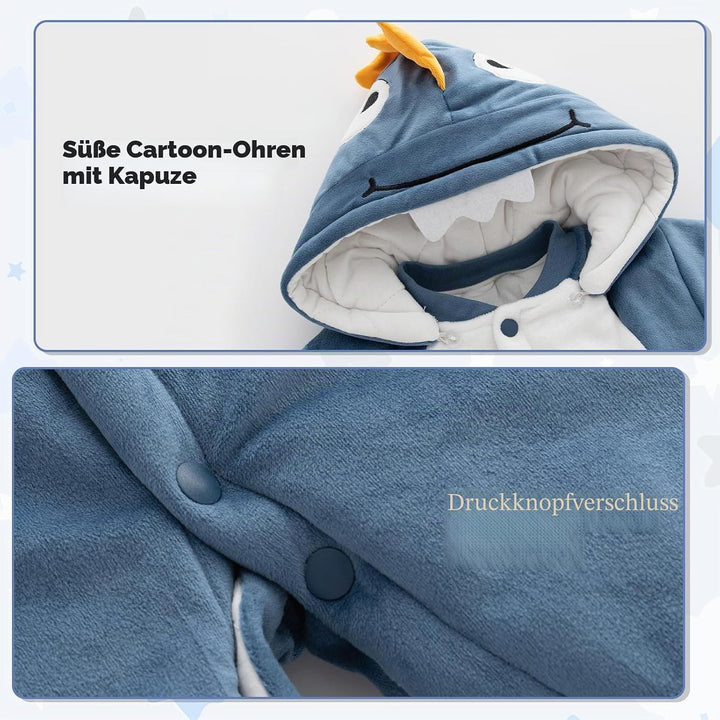 Baby Overall Mit Kapuze Füsslinge Strampler Schneeanzüge Karikatur Unisex Winter Kleidungsset 0-3 Mo