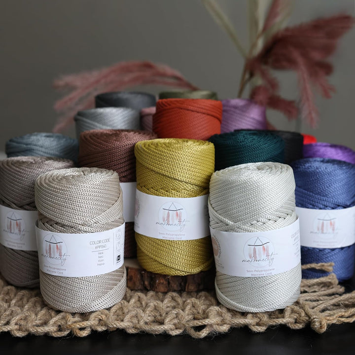 Makromecity Makramee Garn 5mm x 95m Premium Polyester Makramee Schnur Polypropylene Yarn Basteln für