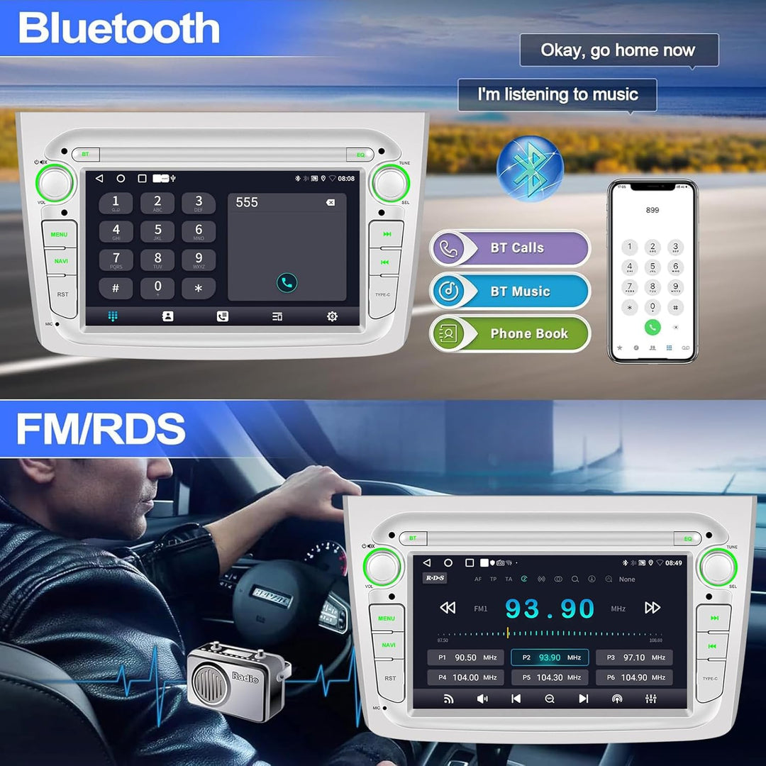 CAMECHO 2G+64G Android 15 Autoradio für Alfa Romeo MITO 2008-2016 mit Navi Carplay Android Auto, 7''