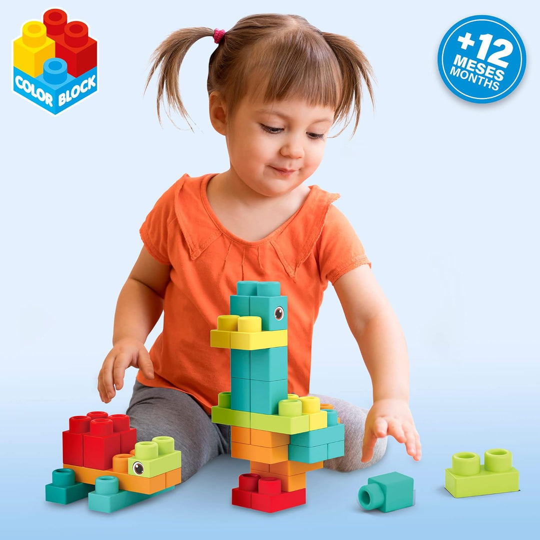 COLORBABY 49733 Flexi Kinderbausteine, inklusive 52 Teilen, Kinderspielzeug, Lernspielzeug, grosse B