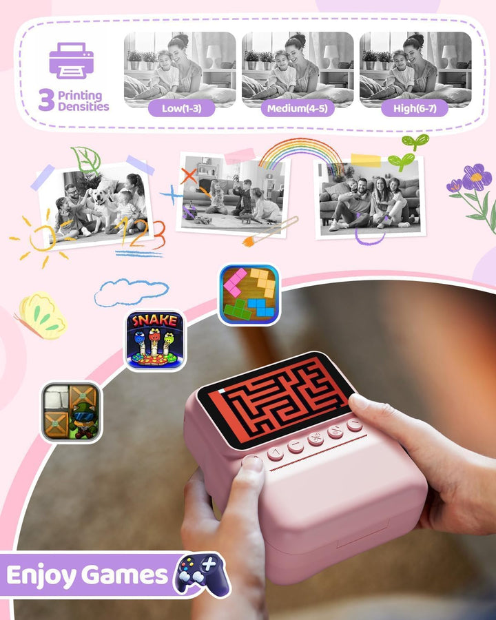 Kinderkamera Sofortbildkamera, 48MP 3.0 Zoll Sofortbildkamera Kinder mit 32G Karte & 3 Rollen Druckp