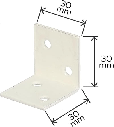 Alberts 847517 Breitwinkel | weiss kunststoffbeschichtet | 30 x 30 x 30 mm | 50er Set 30 x 30 x 30 m