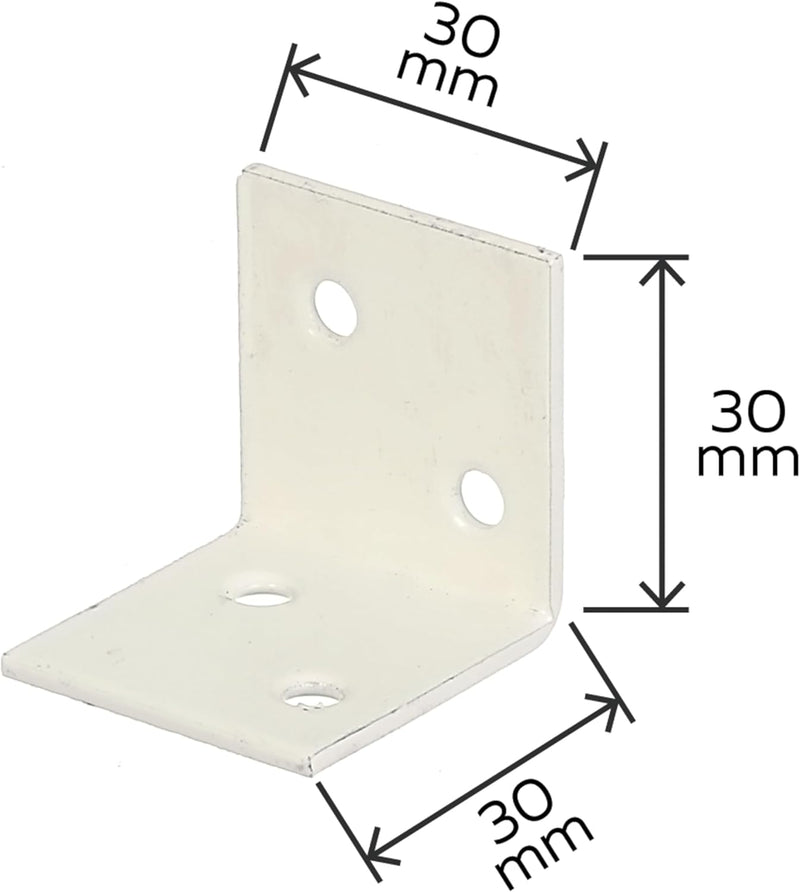 Alberts 847517 Breitwinkel | weiss kunststoffbeschichtet | 30 x 30 x 30 mm | 50er Set 30 x 30 x 30 m