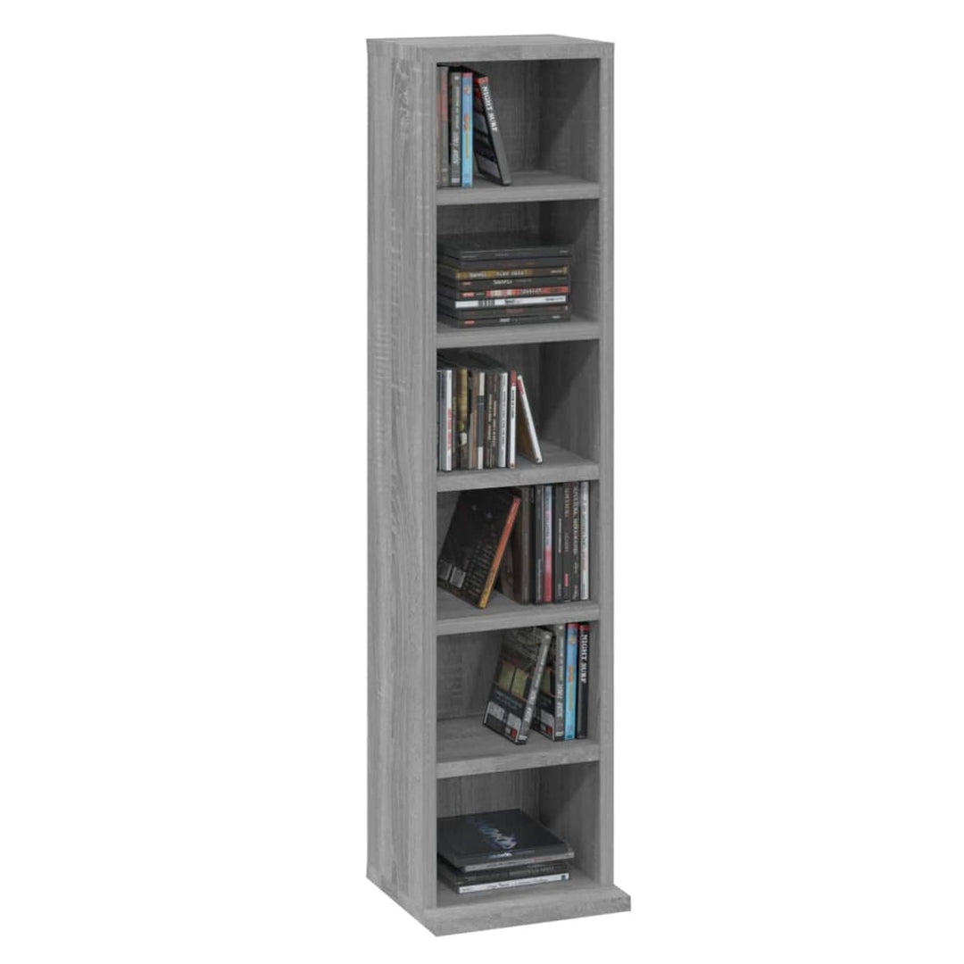 Homgoday CD-Schrank mit 6 offenen Fächern, 21 x 20 x 88 cm, Holz, CD-Turm, DVD-Aufbewahrungsschrank,