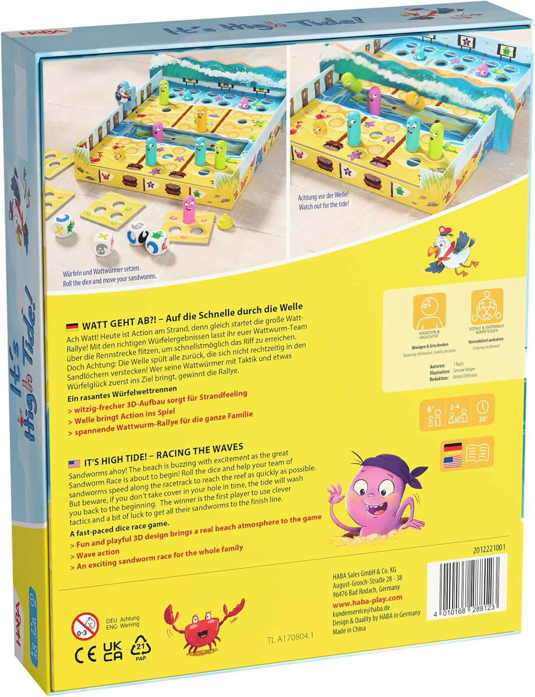 HABA Watt geht ab?! – Lustiges 3D-Strand-Würfelspiel &amp; Familienspiel ab 6 Jahren – Für 2–4 Spieler m
