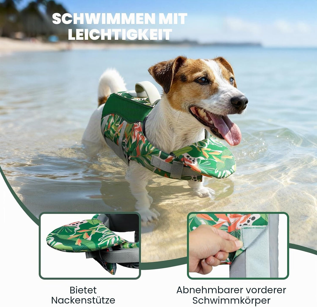 VIVAGLORY Front Float Schwimmweste Hund, Hundeschwimmweste für Bootfahren, Schwimmweste with Kopfstü