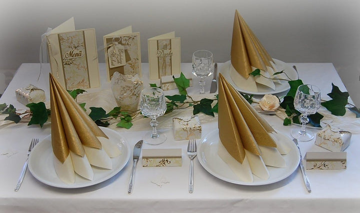5 x Hochwertige Einladungskarten zur goldenen Hochzeit* creme-gold *Handmade*