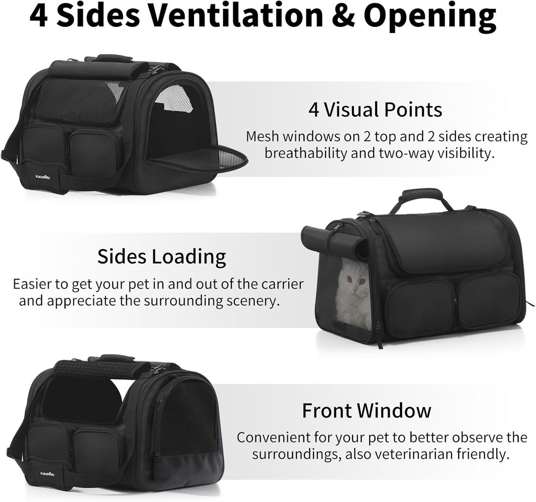 FUKUMARU Transportbox Katze, Faltbare Katzentransportbox, Transportbox Hund mit Reisetasche, Transpo