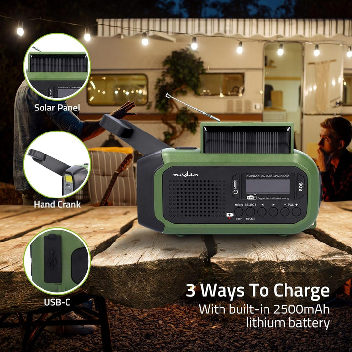 Notfallradio - Tragbare Ausführung - DAB+ / FM - Batteriebetrieben/Handkurbel/Solar Powered/Stromver