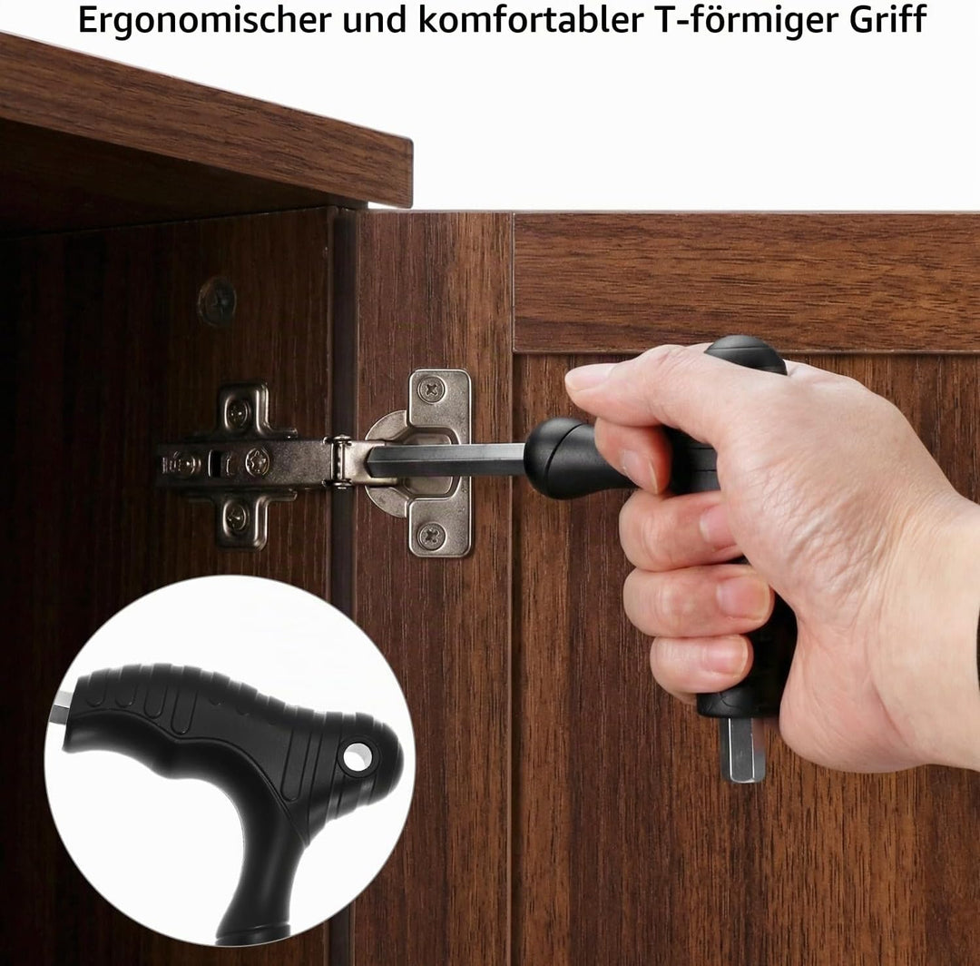 QWORK® 10 Stücke Innensechskantschlüssel Set, 2-10mm Sechskantschraubendrehe mit T-Griff, für Fahrra