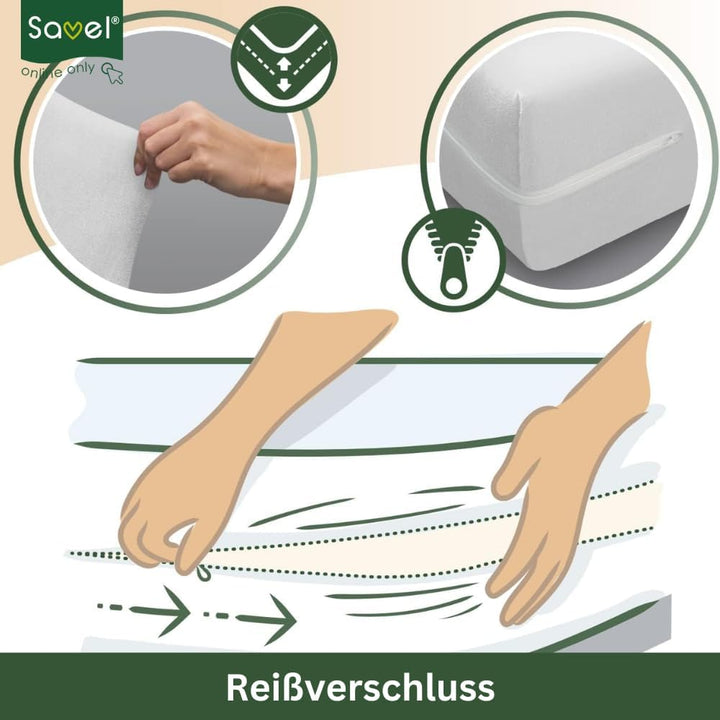 Savel - Matratzenbezug aus 100% Baumwollfrottee, elastisch, anpassungsfähig, hochabsorbierend (Stück