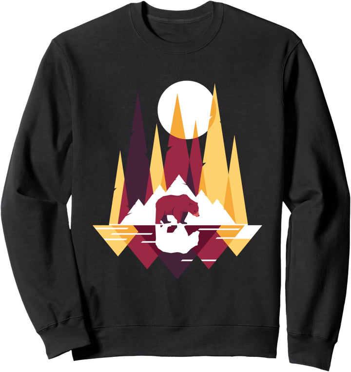 Wandern Design mit Bär, Bergen und Wald für Wanderer Sweatshirt