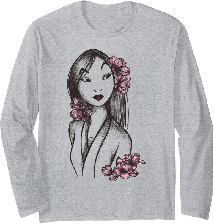 Disney Mulan Artsy Floral Sketch Langarmshirt