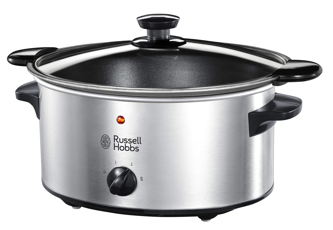 Russell Hobbs Slow Cooker [antihaftbeschichteter 3,5l Gartopf] Schongarer Edelstahl (3 Temperaturein