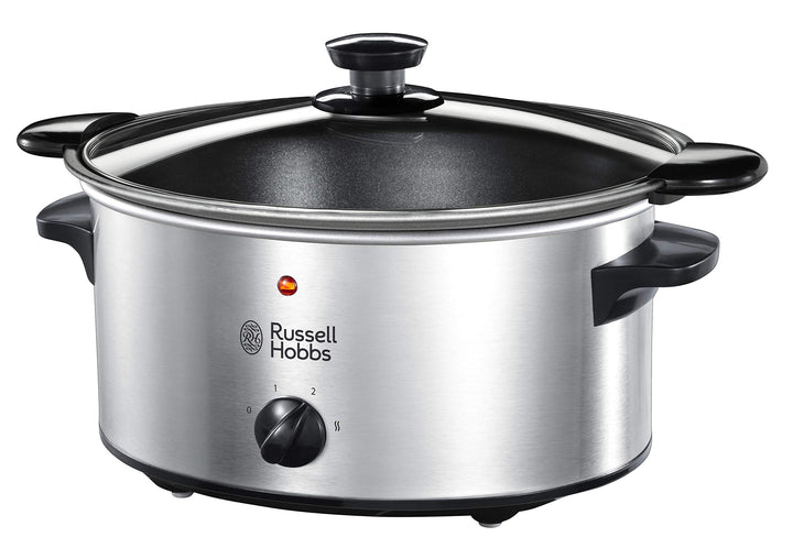 Russell Hobbs Slow Cooker [antihaftbeschichteter 3,5l Gartopf] Schongarer Edelstahl (3 Temperaturein