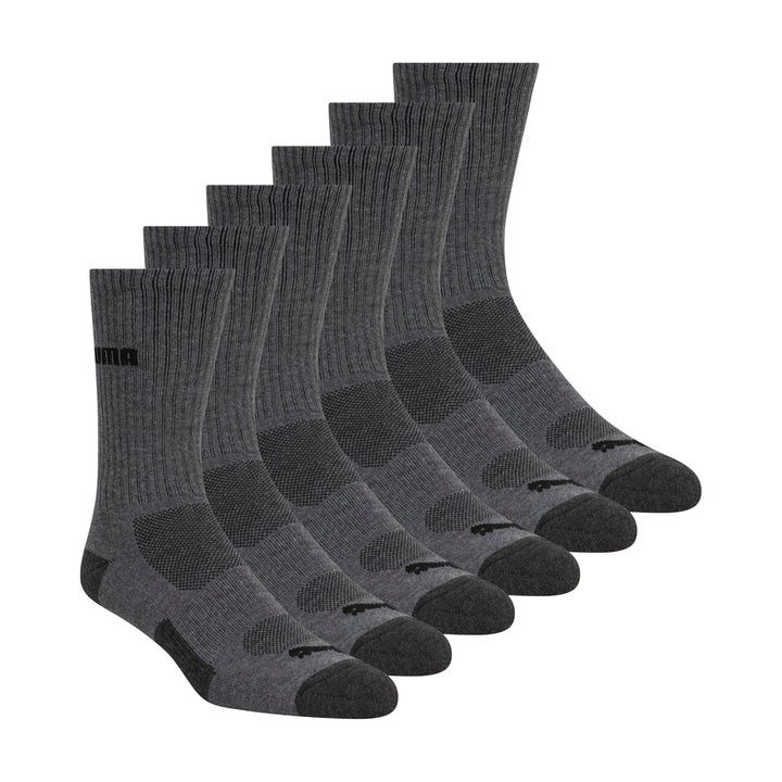 PUMA Herren 6er-Pack Crew Socken, dunkelgrau, L