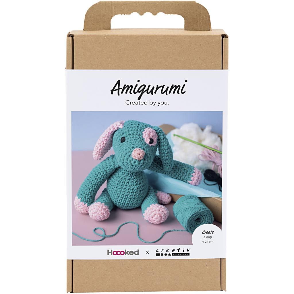 Creativ Company Amigurumi DIY Häkelset (Welpe - Pastellpink, Dunkeltürkis) Welpe - Pastellpink, Dunk