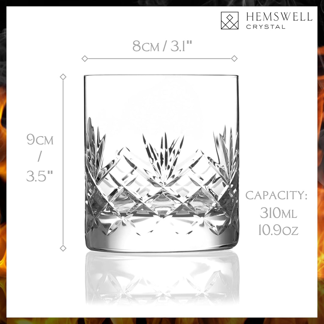 Hemswell Kristall Whisky Gläser Set, 2 Stück – 310 ml, altmodische Gläser, Whisky-Becher – tradition