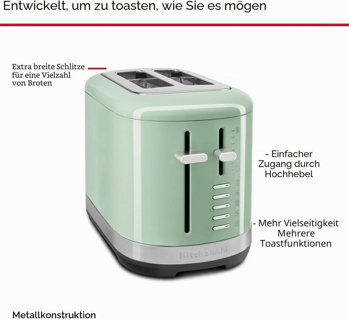 KitchenAid Toaster für 2 Scheiben - Retro Design Toast Machine - 7 verschiedene Funktionen (Pistazie