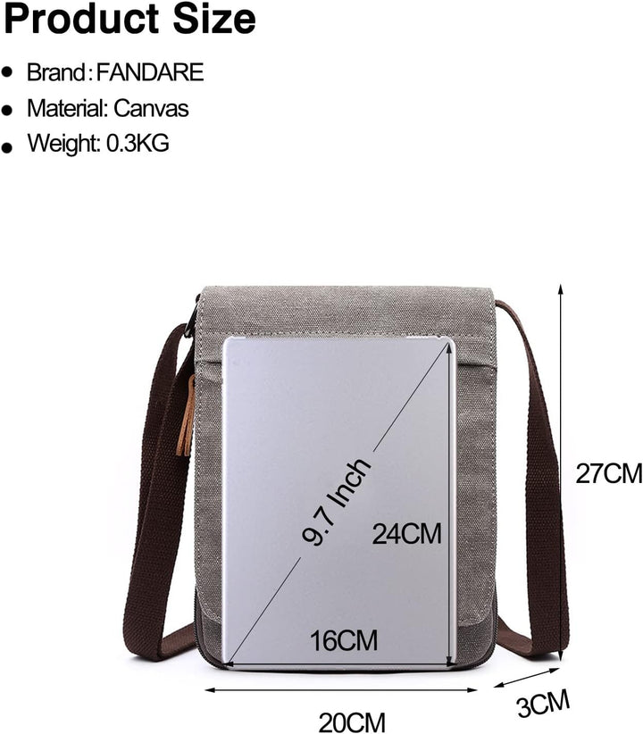 FANDARE Retro Umhängetasche Herren Segeltuch Arbeitstasche Damen Messenger Bag Schultertasche Herren