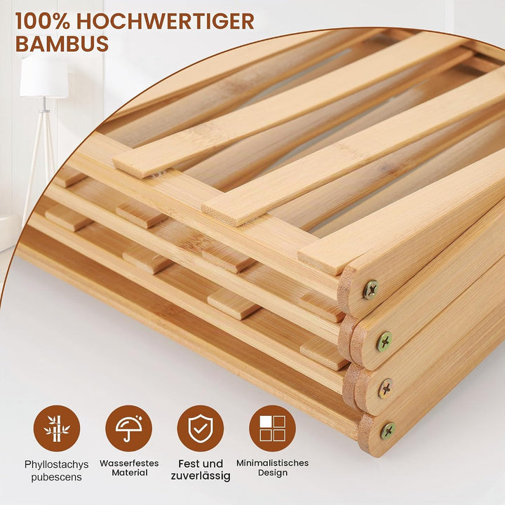 Fentar Schuhregal Schmal, 4 Ebenen Schuhregal Bambus Schuh Organizer, Kleines Klappregal, Mini Regal