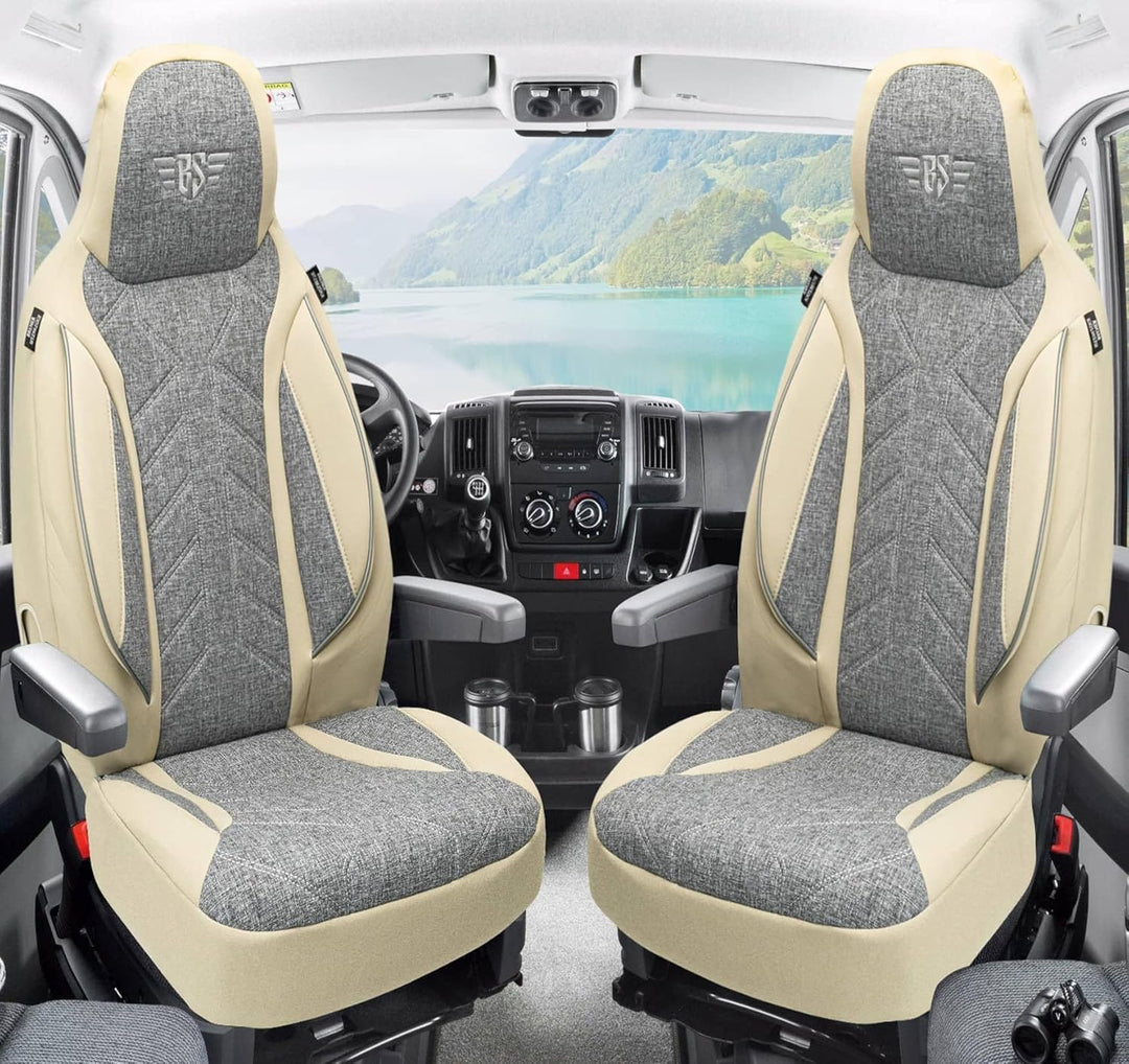 BREMER SITZBEZÜGE Wohnmobil Schonbezüge für FIAT Ducato Jumper Boxer PLKT209 PLKT209 - Grau/Beige, P