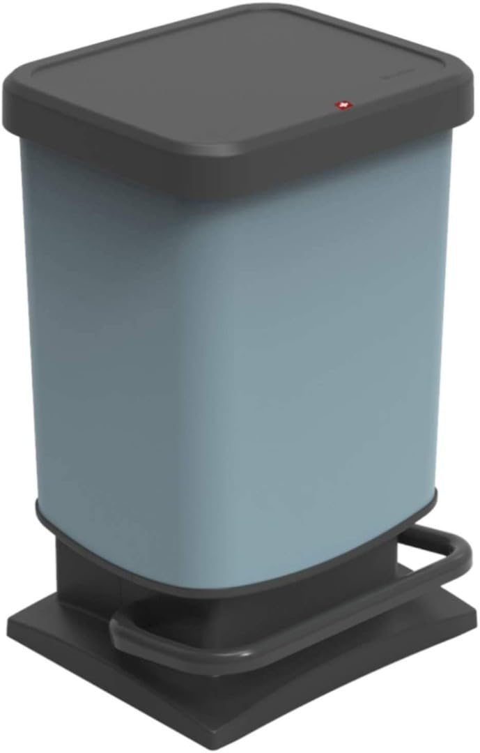 Rotho Paso Mülleimer 20l mit Deckel, Kunststoff (PP recycelt) BPA-frei, blau, 20l (29.3 x 26.6 x 45.