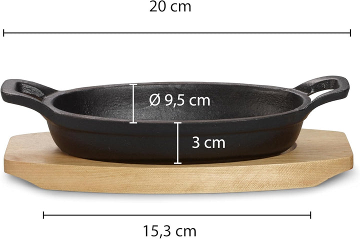ECHTWERK Servierschale aus Gusseisen, Auflaufform mit Servierbrett, Grillpfanne, Bereits eingebrannt