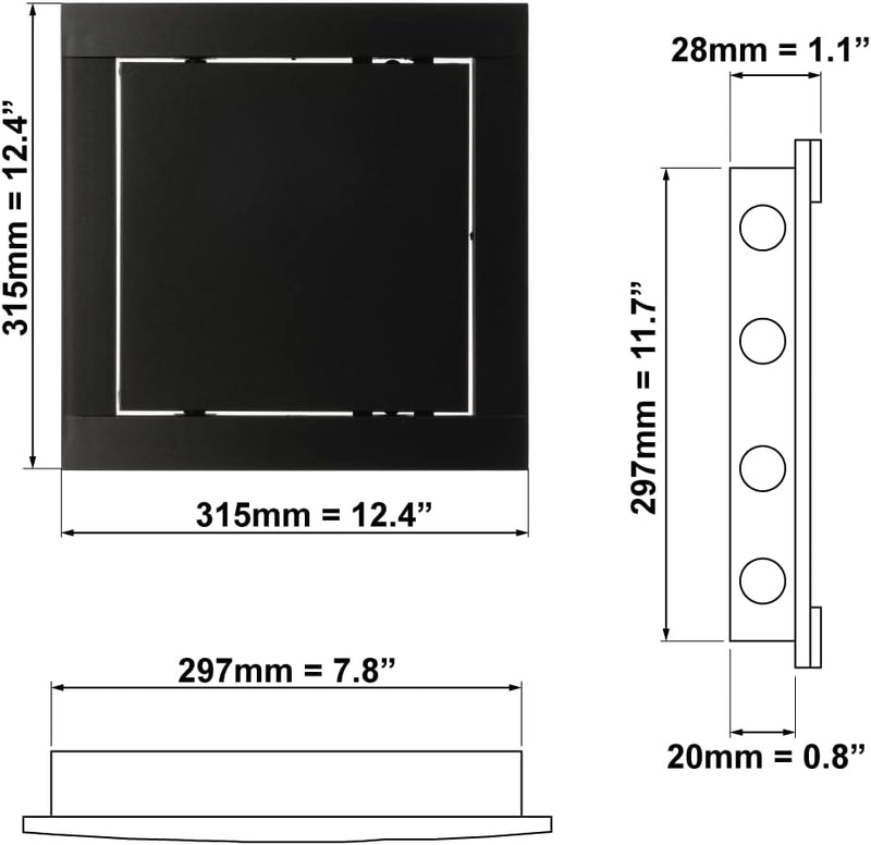 Revisionsklappe 30x30 cm - Serviceklappe zur Inspektion und Abdeckung - 300x300mm Revisionstür - Ins