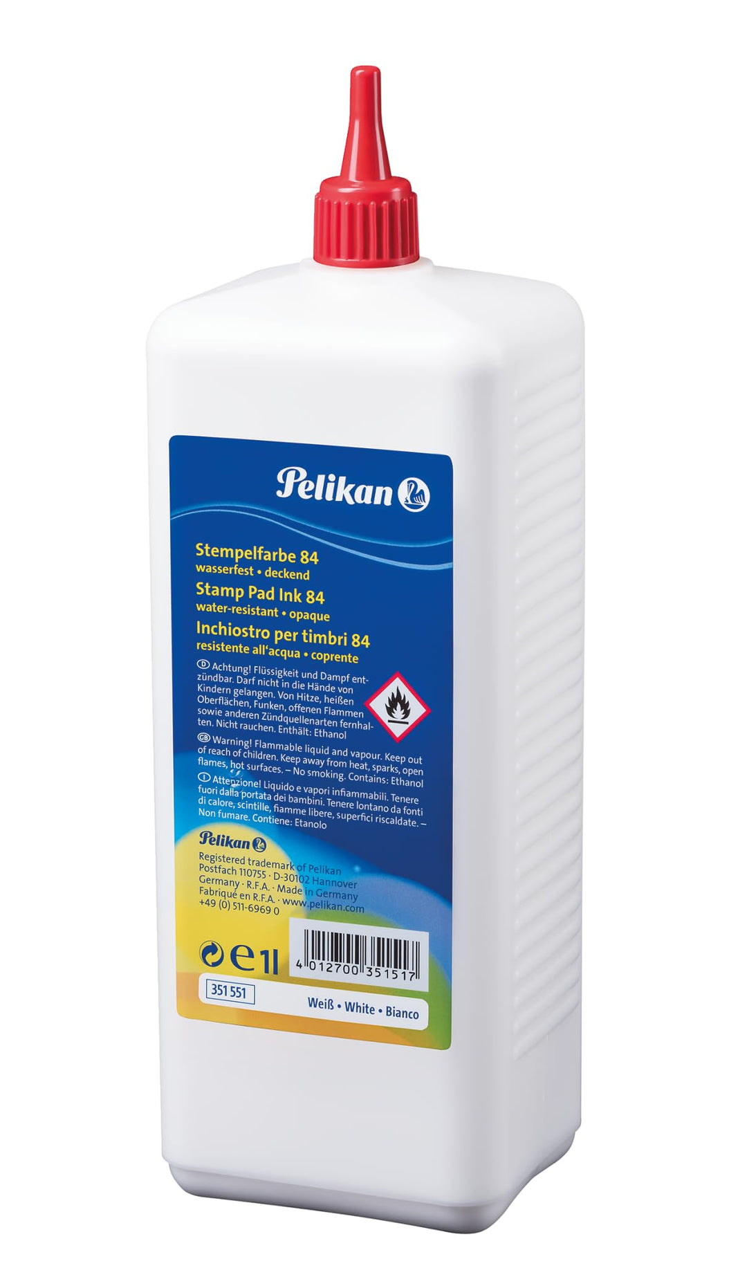 Pelikan Stempelfarbe wasserfest, 1000 ml, 1 Set, weiss Weiss 1000 ml, Weiss 1000 ml
