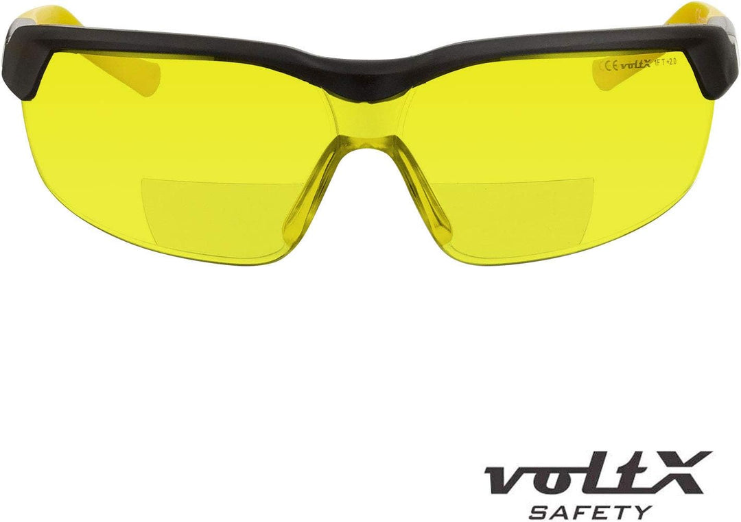 voltX 3 x GT ADJUSTABLE Bifokale Lesen Schutzbrille (KLAR, GELB, BRAUN +2.5 Dioptrie) CE EN166F, Ant