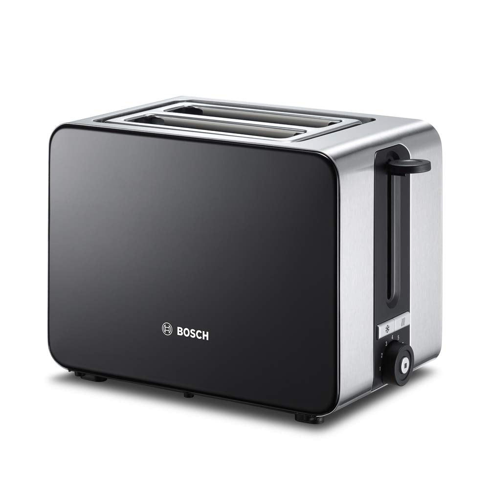 Bosch Kompakt Toaster ComfortLine TAT7203, integrierter Edelstahl-Brötchenaufsatz, mit Abschaltautom