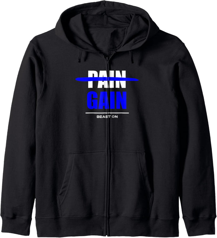 No Pain No Gain Blue Workout Fitness Motivation Gym Sprüche Kapuzenjacke