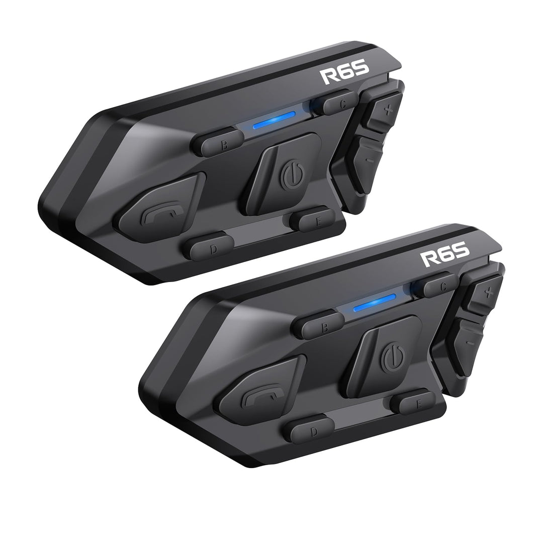 WAYXIN R6S Motorrad Headset 2 Pack Intercom Motorrad Kommunikationssystem für bis zu 6 Reiter 1200m