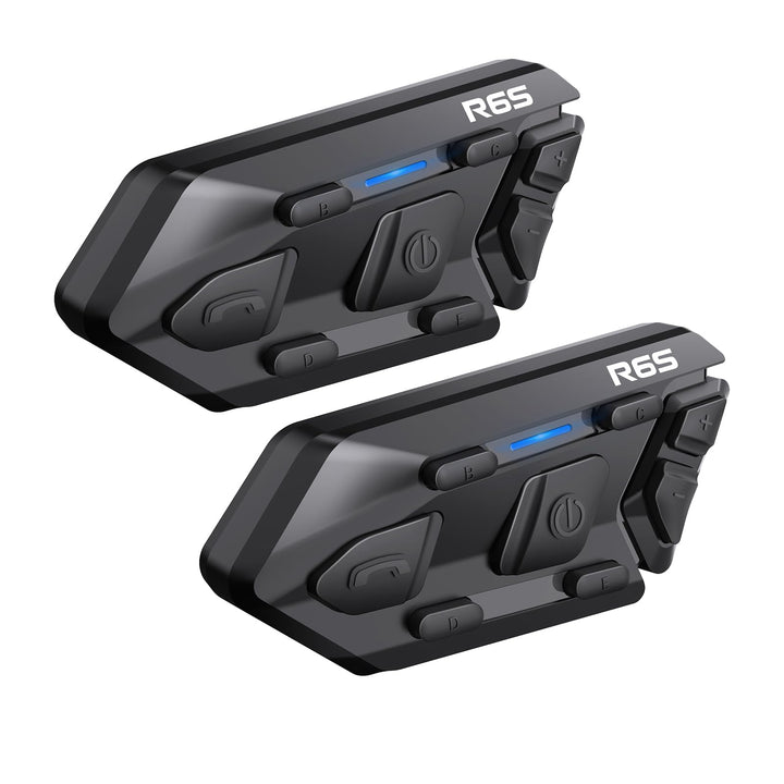 WAYXIN R6S Motorrad Headset 2 Pack Intercom Motorrad Kommunikationssystem für bis zu 6 Reiter 1200m