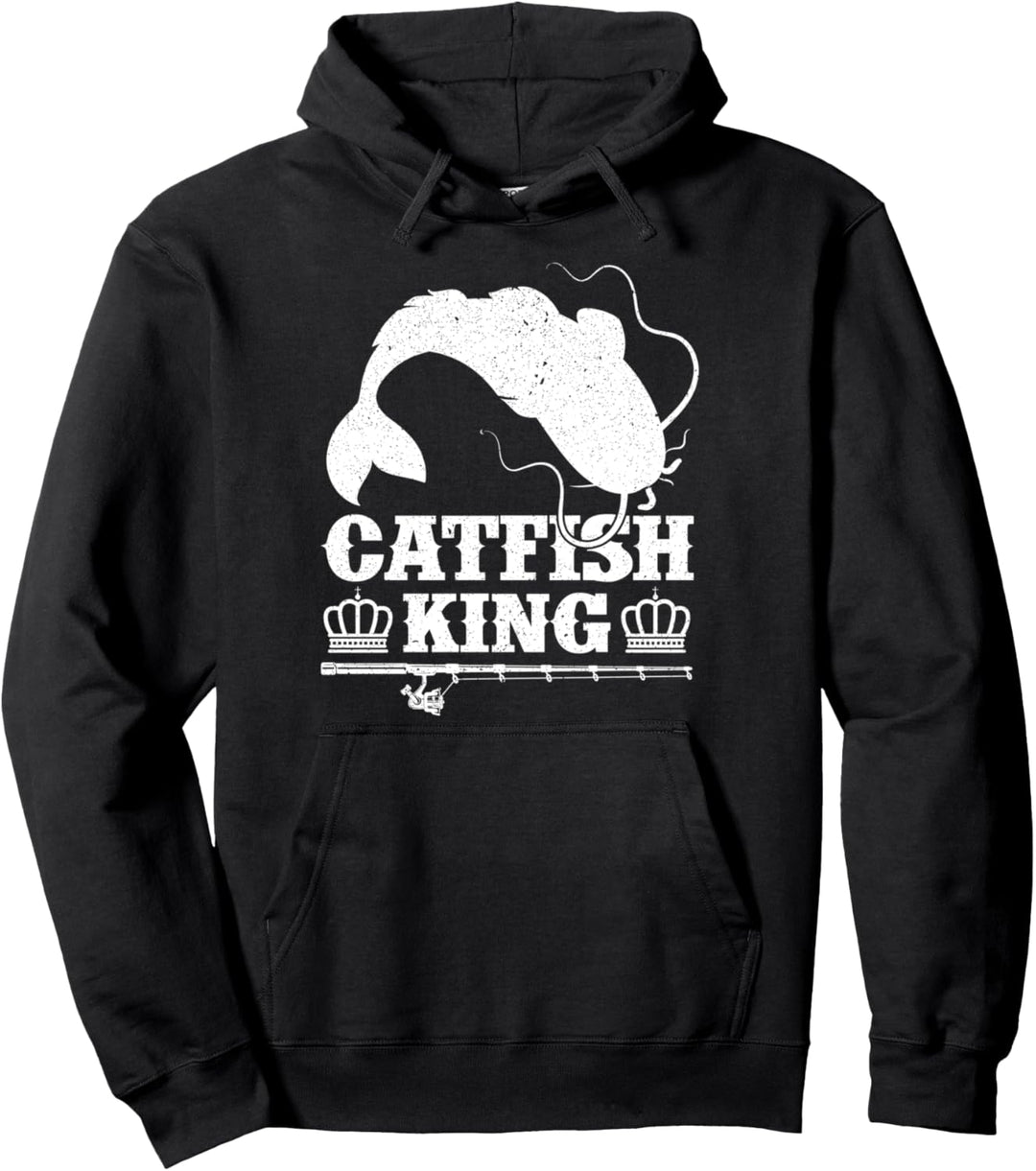 Catfish King Funny Catfish Fishing Pullover Hoodie