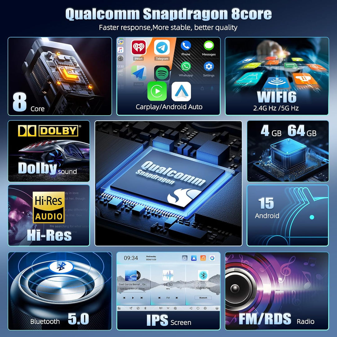 CAMECHO Android 15 Qualcomm 8Core 4+64G Autoradio für Renault Traffic 3 2014-2021/Opel Vivaro B 2014
