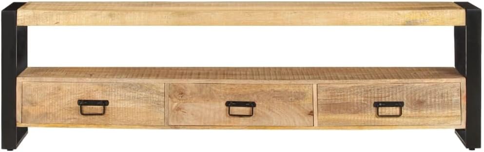 vidaXL Mangoholz Massiv TV Schrank mit 3 Schubladen 1 Fach TV Möbel Tisch Board Kommode Lowboard Fer