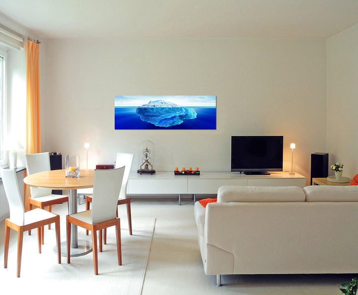Paul Sinus Art Panoramabild auf Leinwand und Keilrahmen 120x40cm Meer Wasser Eisberg