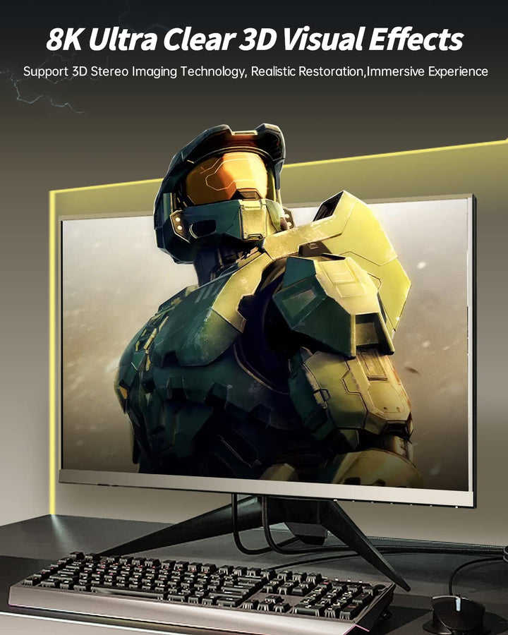 8K DisplayPort auf HDMI Kabel 1m - 8K@60Hz 4K@120/240Hz 2K@360/480Hz, Unidirektional Aktives DP 1.4