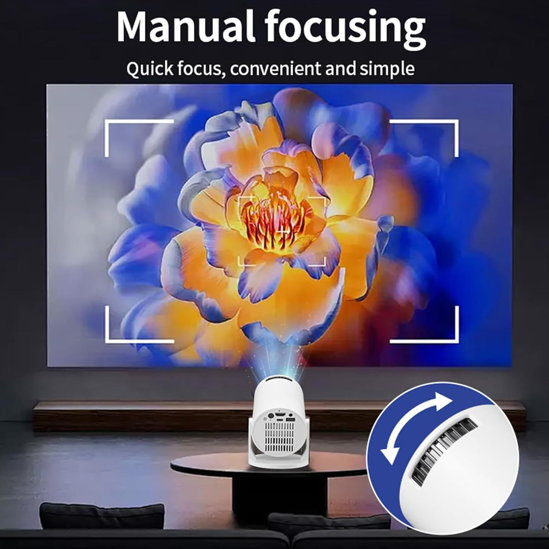 Smart Beamer, Full HD 1080P Heimkino-Videoprojektor, 270° Verstellbarer Tragbarer Filmprojektor mit
