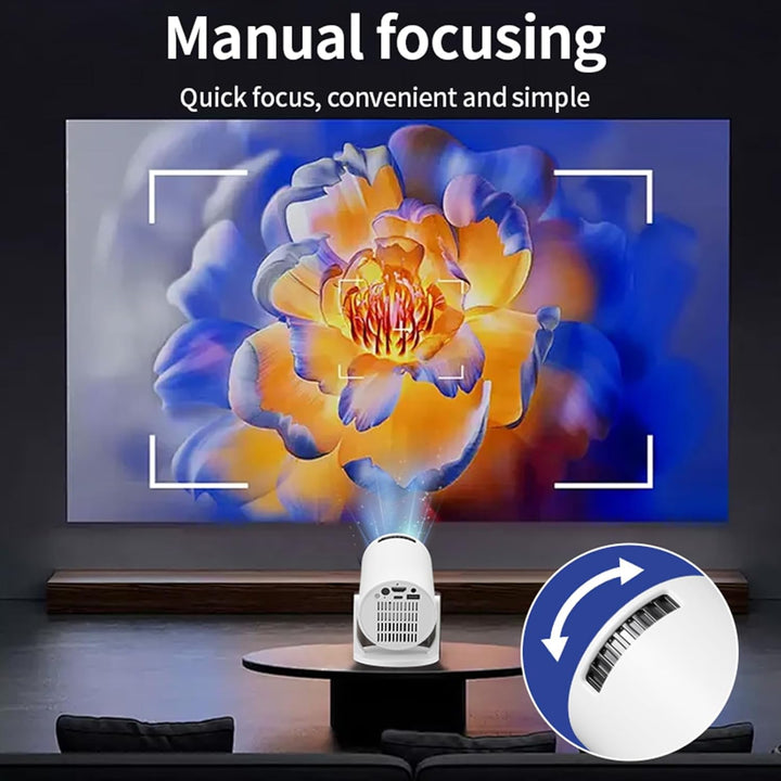 Smart Beamer, Full HD 1080P Heimkino-Videoprojektor, 270° Verstellbarer Tragbarer Filmprojektor mit