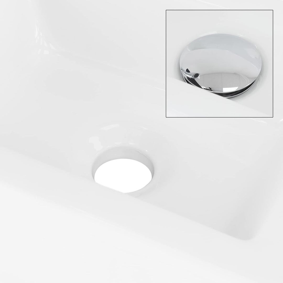 ML-Design Waschbecken aus Keramik in Weiss 46x26x11 cm, Eckig, klein, Hahnloch rechts, Wandmontage o