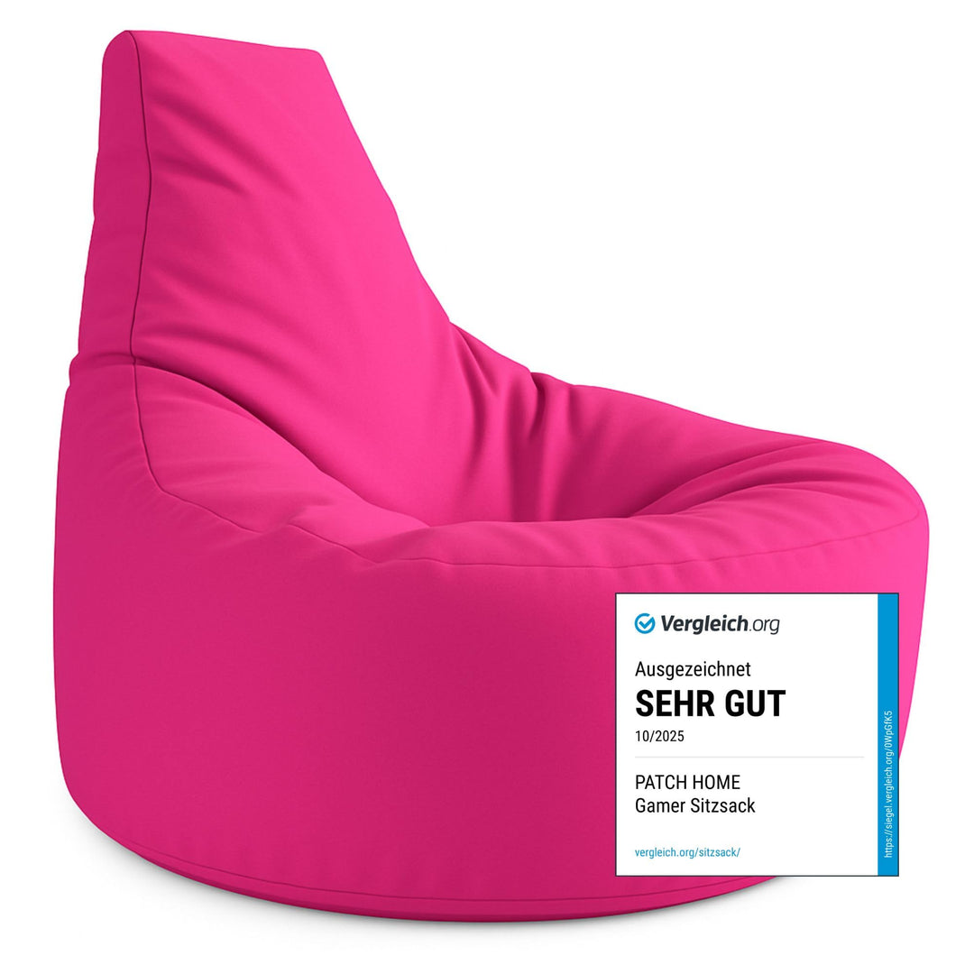 PATCH HOME Gamer Kissen & Lounge Sitzsack – befüllbar mit Reissverschluss, gefüllt mit Styropor, gee