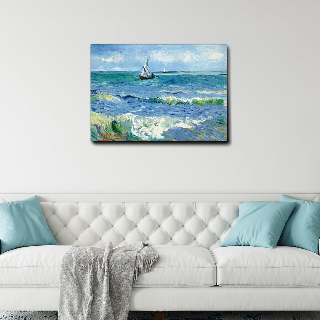 Giallobus - Gemälde - Vincent Van Gogh - Das Meer bei Les Saintes Maries - Leinwand Premium-Rahmen h